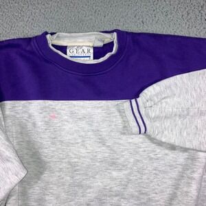 VTG Gear For Sports Sweatshirt Men L Purple Gray Colorblock 80s 90s Crewneck